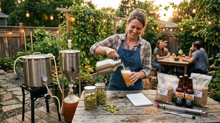 gifts for homebrew beer lovers backyard brewing setup with fresh pour