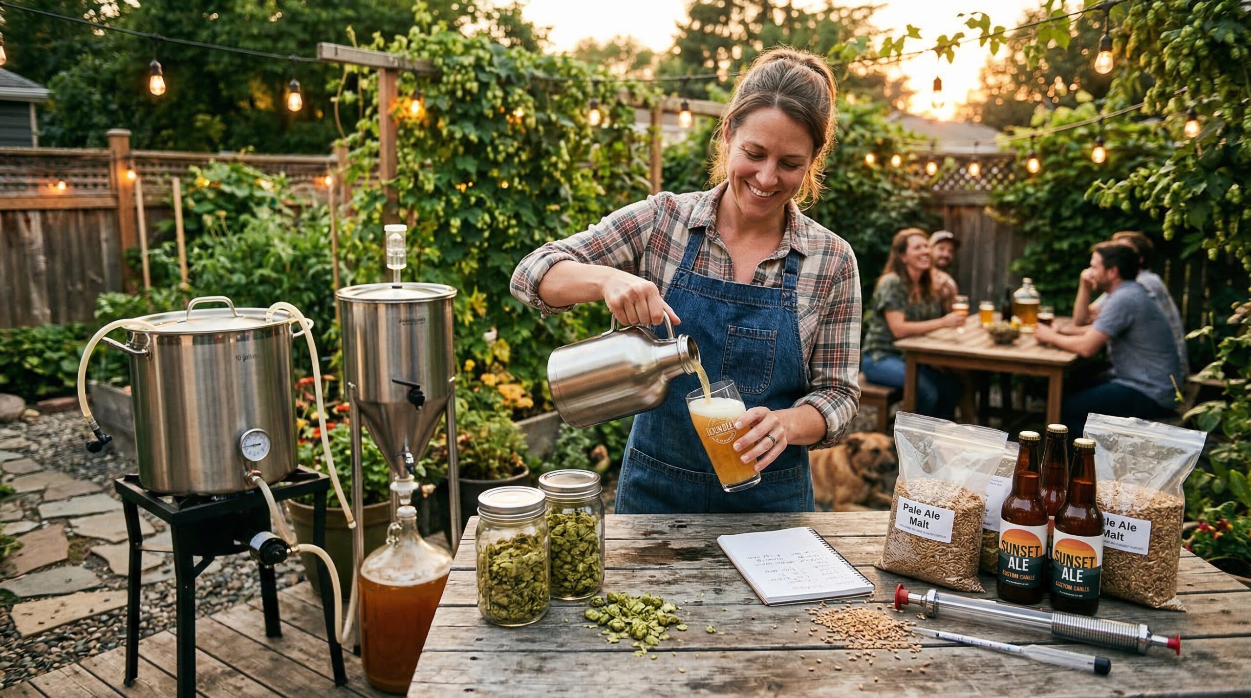 gifts for homebrew beer lovers backyard brewing setup with fresh pour