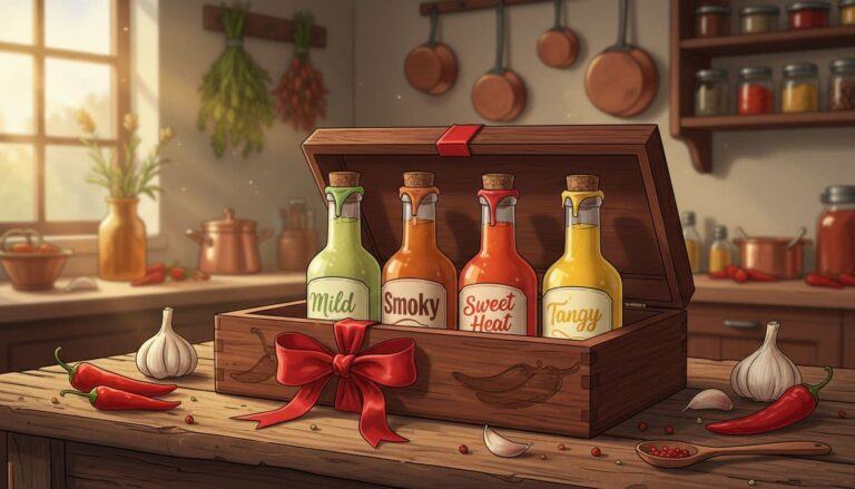 Artisanal hot sauce gift set with mild and flavorful sauces for spice-averse foodies