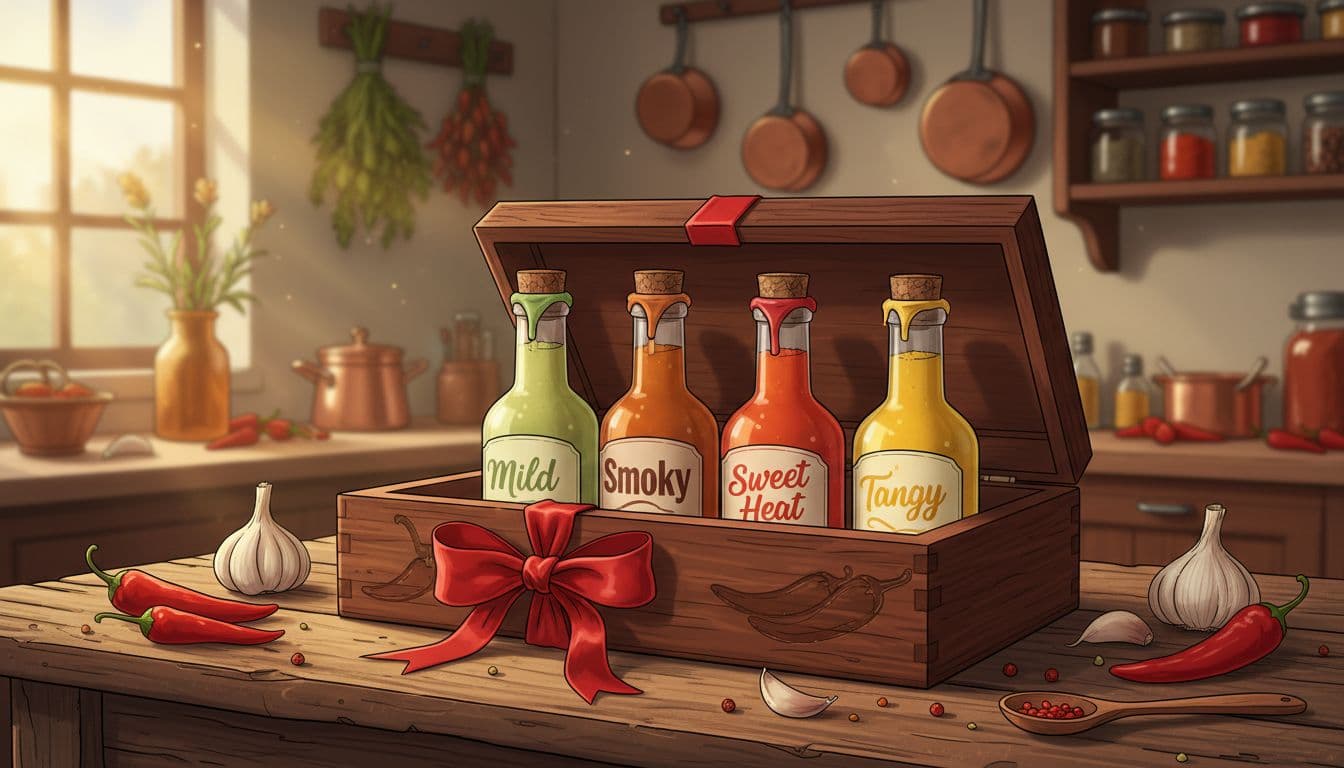 Artisanal hot sauce gift set with mild and flavorful sauces for spice-averse foodies